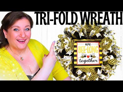 Create a Buzz with a Bee-Themed Deco Mesh Trifold Wreath | DIY Tutorial